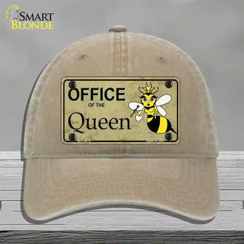 Office Of Queen Bee Novelty License Plate Hat Unconstructed Cotton / Khaki