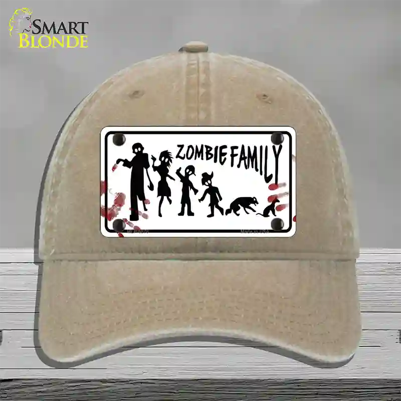 Zombie Family White Novelty License Plate Hat Unconstructed Cotton / Khaki