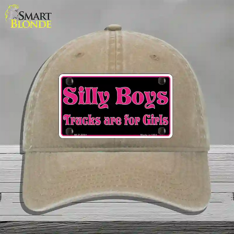 Silly Boys Trucks For Girls Novelty License Plate Hat Unconstructed Cotton / Khaki