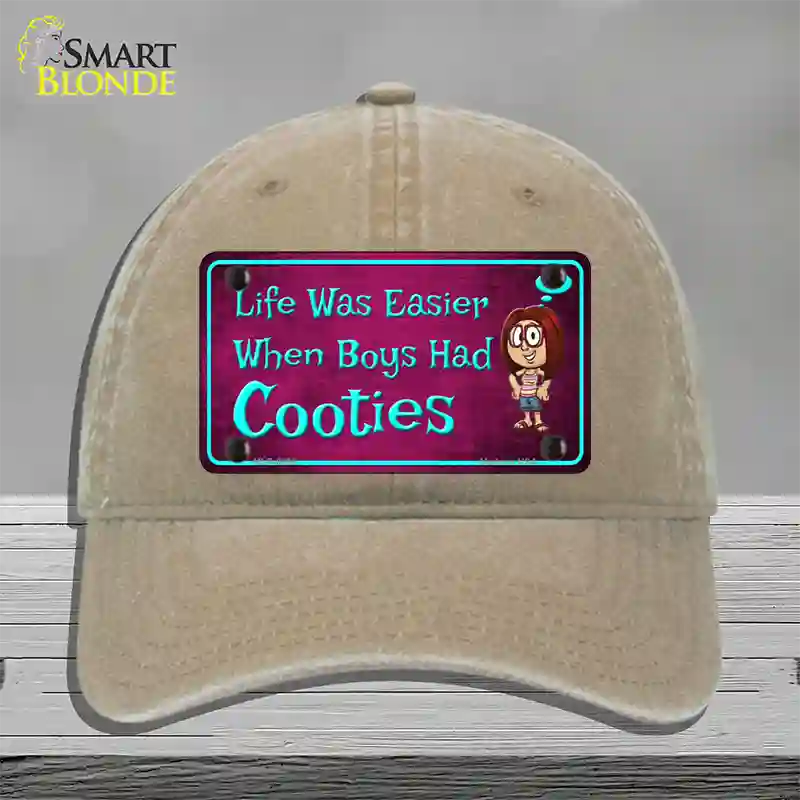 When Boys Had Cooties Novelty License Plate Hat Unconstructed Cotton / Khaki