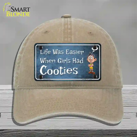 When Girls Had Cooties Novelty License Plate Hat Unconstructed Cotton / Khaki