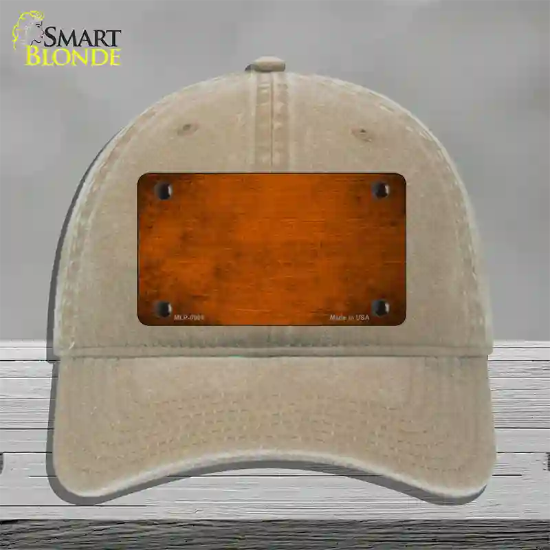 Orange Oil Rubbed Solid Novelty License Plate Hat Unconstructed Cotton / Khaki