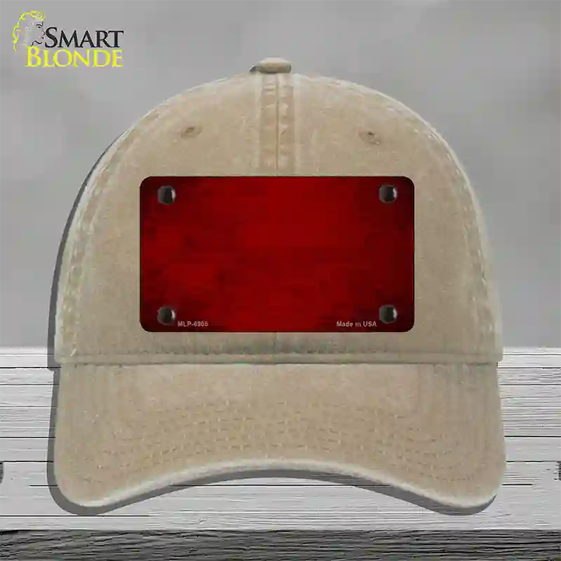 Red Oil Rubbed Solid Novelty License Plate Hat Unconstructed Cotton / Khaki