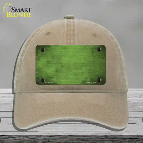 Lime Green Oil Rubbed Solid Novelty License Plate Hat Unconstructed Cotton / Khaki