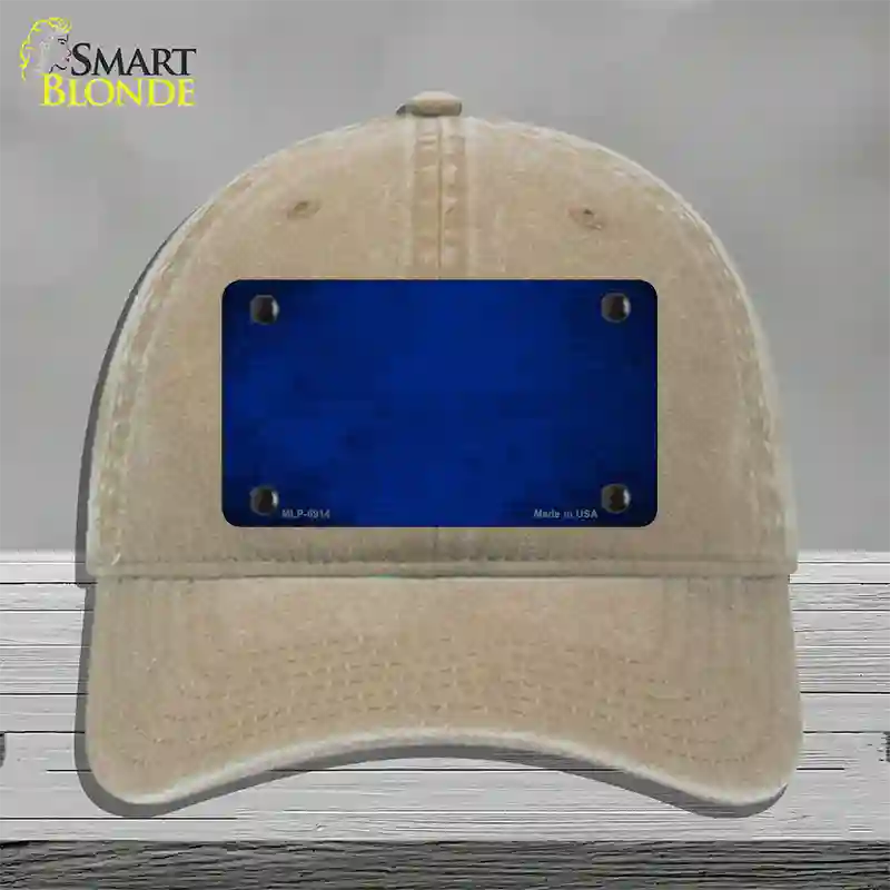 Royal Blue Oil Rubbed Solid Novelty License Plate Hat Unconstructed Cotton / Khaki