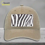 Black White Zebra Oil Rubbed Novelty License Plate Hat Unconstructed Cotton / Khaki