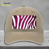 Pink White Zebra Oil Rubbed Novelty License Plate Hat Unconstructed Cotton / Khaki