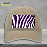 Purple White Zebra Oil Rubbed Novelty License Plate Hat Unconstructed Cotton / Khaki