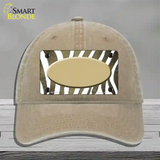 Gold White Zebra Oval Oil Rubbed Novelty License Plate Hat Unconstructed Cotton / Khaki