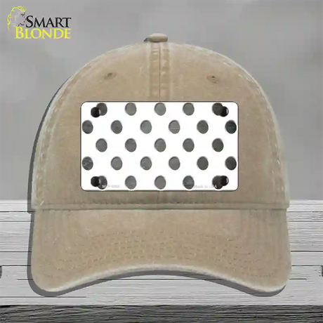 Gray White Dots Oil Rubbed Novelty License Plate Hat Unconstructed Cotton / Khaki