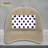 Purple White Dots Oil Rubbed Novelty License Plate Hat Unconstructed Cotton / Khaki