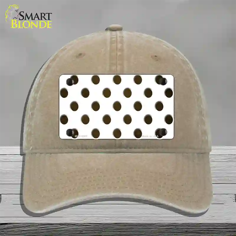 Brown White Dots Oil Rubbed Novelty License Plate Hat Unconstructed Cotton / Khaki