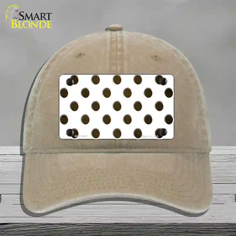 Brown White Dots Oil Rubbed Novelty License Plate Hat Unconstructed Cotton / Khaki