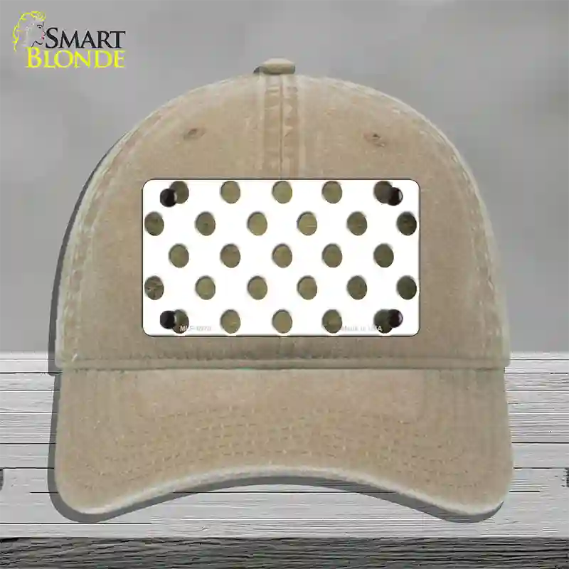 Gold White Dots Oil Rubbed Novelty License Plate Hat Unconstructed Cotton / Khaki