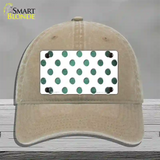 Mint White Dots Oil Rubbed Novelty License Plate Hat Unconstructed Cotton / Khaki