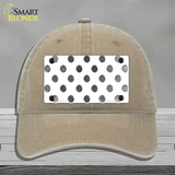 Black White Dots Oil Rubbed Novelty License Plate Hat Unconstructed Cotton / Khaki