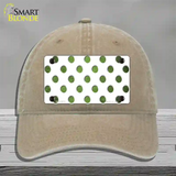 Lime Green White Dots Oil Rubbed Novelty License Plate Hat Unconstructed Cotton / Khaki