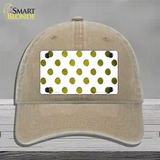 Yellow White Dots Oil Rubbed Novelty License Plate Hat Unconstructed Cotton / Khaki