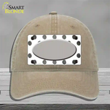 Gray White Dots Oval Oil Rubbed Novelty License Plate Hat Unconstructed Cotton / Khaki