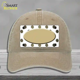 Gold White Dots Oval Oil Rubbed Novelty License Plate Hat Unconstructed Cotton / Khaki