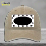 Black White Dots Oval Oil Rubbed Novelty License Plate Hat Unconstructed Cotton / Khaki