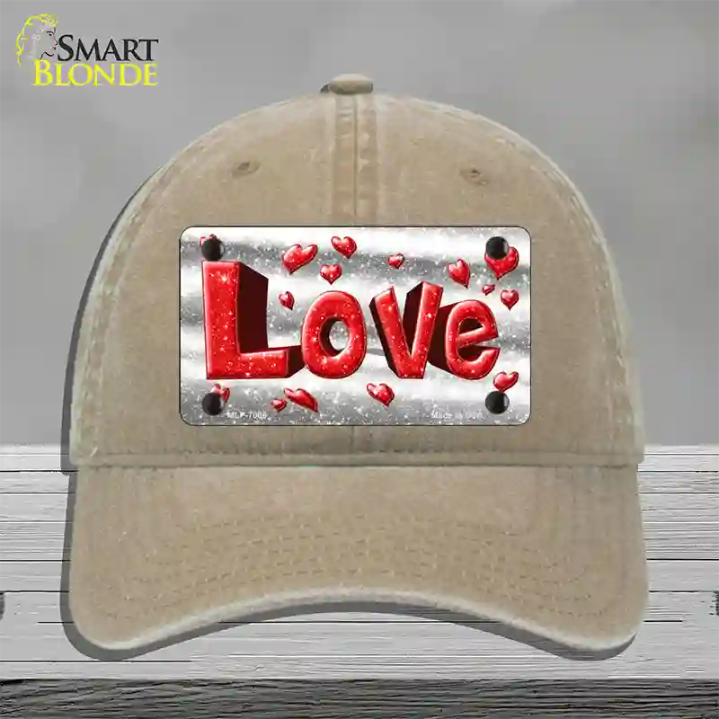 Love Novelty License Plate Hat Unconstructed Cotton / Khaki