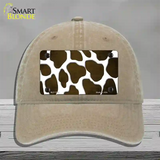 Brown White Giraffe Oil Rubbed Novelty License Plate Hat Unconstructed Cotton / Khaki