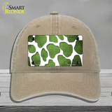 Lime Green White Giraffe Oil Rubbed Novelty License Plate Hat Unconstructed Cotton / Khaki