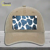 Light Blue White Giraffe Oil Rubbed Novelty License Plate Hat Unconstructed Cotton / Khaki