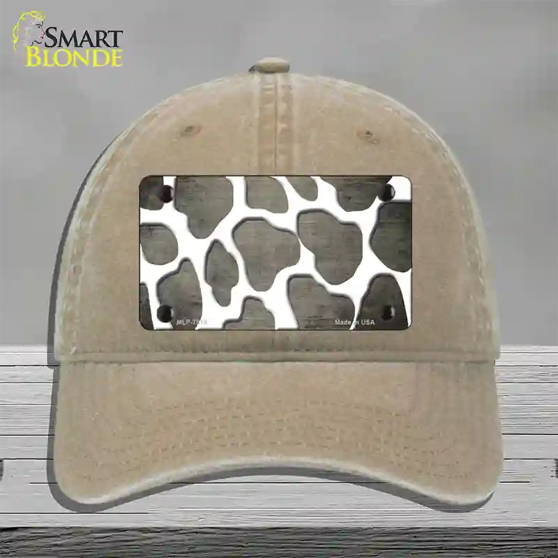 Tan White Giraffe Oil Rubbed Novelty License Plate Hat Unconstructed Cotton / Khaki