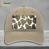 Gold White Giraffe Oil Rubbed Novelty License Plate Hat Unconstructed Cotton / Khaki