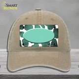 Mint White Oval Giraffe Oil Rubbed Novelty License Plate Hat Unconstructed Cotton / Khaki