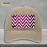 Pink White Chevron Oil Rubbed Novelty License Plate Hat Unconstructed Cotton / Khaki