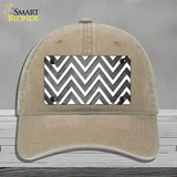 Gray White Chevron Oil Rubbed Novelty License Plate Hat Unconstructed Cotton / Khaki