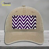 Purple White Chevron Oil Rubbed Novelty License Plate Hat Unconstructed Cotton / Khaki