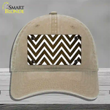 Brown White Chevron Oil Rubbed Novelty License Plate Hat Unconstructed Cotton / Khaki