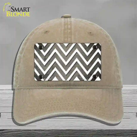 Tan White Chevron Oil Rubbed Novelty License Plate Hat Unconstructed Cotton / Khaki