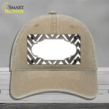 Tan White Chevron Scallop Oil Rubbed Novelty License Plate Hat Unconstructed Cotton / Khaki