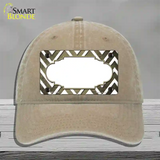 Gold White Chevron Scallop Oil Rubbed Novelty License Plate Hat Unconstructed Cotton / Khaki