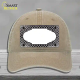 Black White Quatrefoil Scallop Oil Rubbed Novelty License Plate Hat Unconstructed Cotton / Khaki