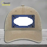 Blue White Quatrefoil Scallop Oil Rubbed Novelty License Plate Hat Unconstructed Cotton / Khaki