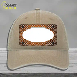 Orange White Quatrefoil Scallop Oil Rubbed Novelty License Plate Hat Unconstructed Cotton / Khaki