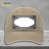 Gray White Quatrefoil Scallop Oil Rubbed Novelty License Plate Hat Unconstructed Cotton / Khaki