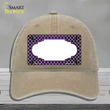 Purple White Quatrefoil Scallop Oil Rubbed Novelty License Plate Hat Unconstructed Cotton / Khaki