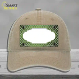 Lime Green White Quatrefoil Scallop Oil Rubbed Novelty License Plate Hat Unconstructed Cotton / Khaki