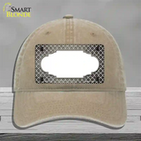 Tan White Quatrefoil Scallop Oil Rubbed Novelty License Plate Hat Unconstructed Cotton / Khaki