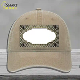 Gold White Quatrefoil Scallop Oil Rubbed Novelty License Plate Hat Unconstructed Cotton / Khaki