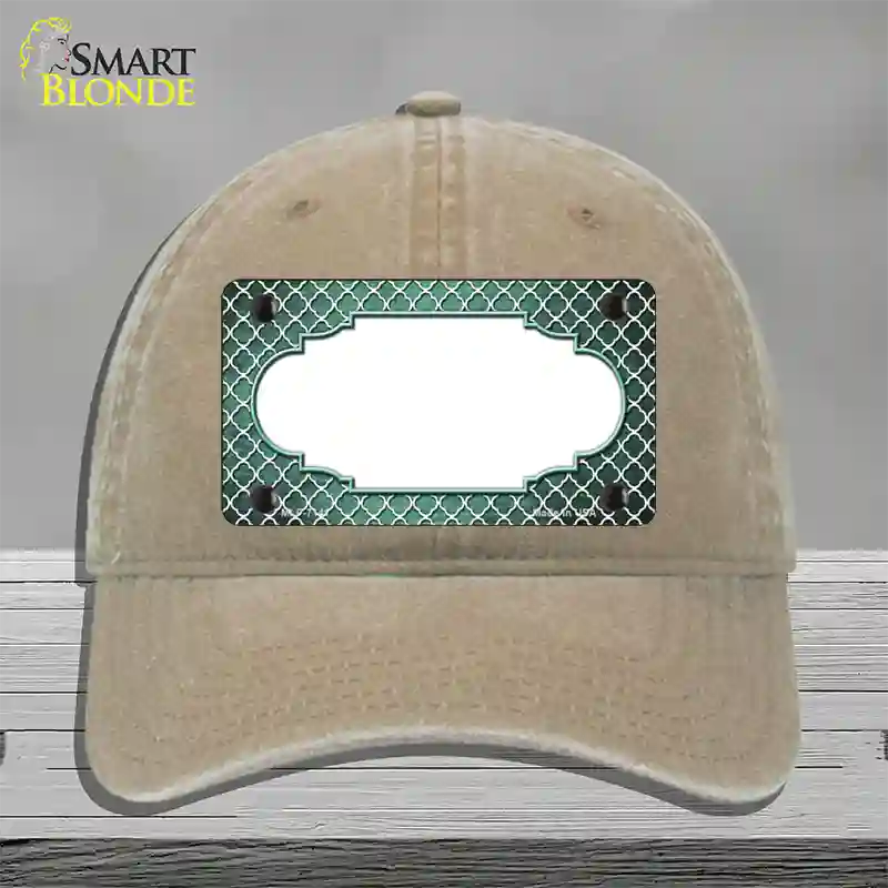 Mint White Quatrefoil Scallop Oil Rubbed Novelty License Plate Hat Unconstructed Cotton / Khaki