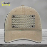 Gold White Small Chevron Oil Rubbed Novelty License Plate Hat Unconstructed Cotton / Khaki