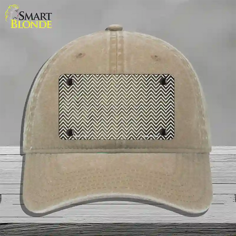 Gold White Small Chevron Oil Rubbed Novelty License Plate Hat Unconstructed Cotton / Khaki